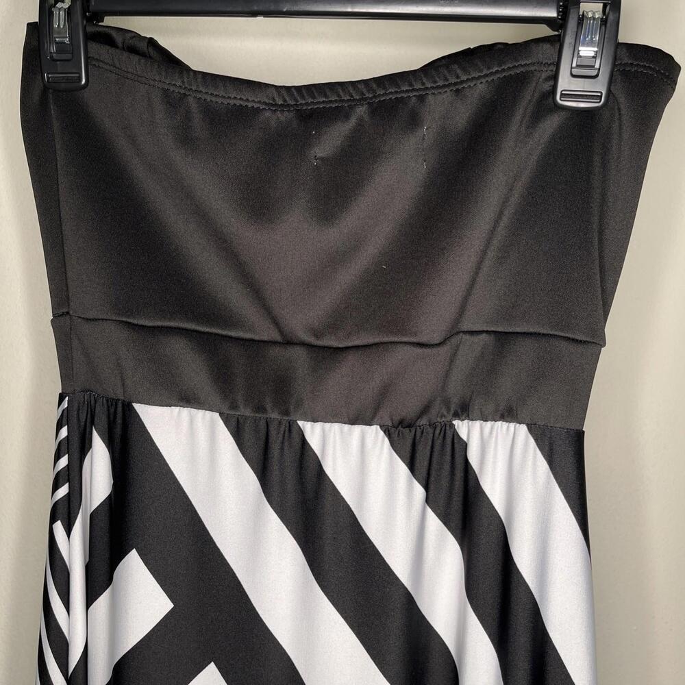 Baileyblue Black And White Stripe Maxi Dress Summer Beachy Strapless Size Med - Picture 5 of 6